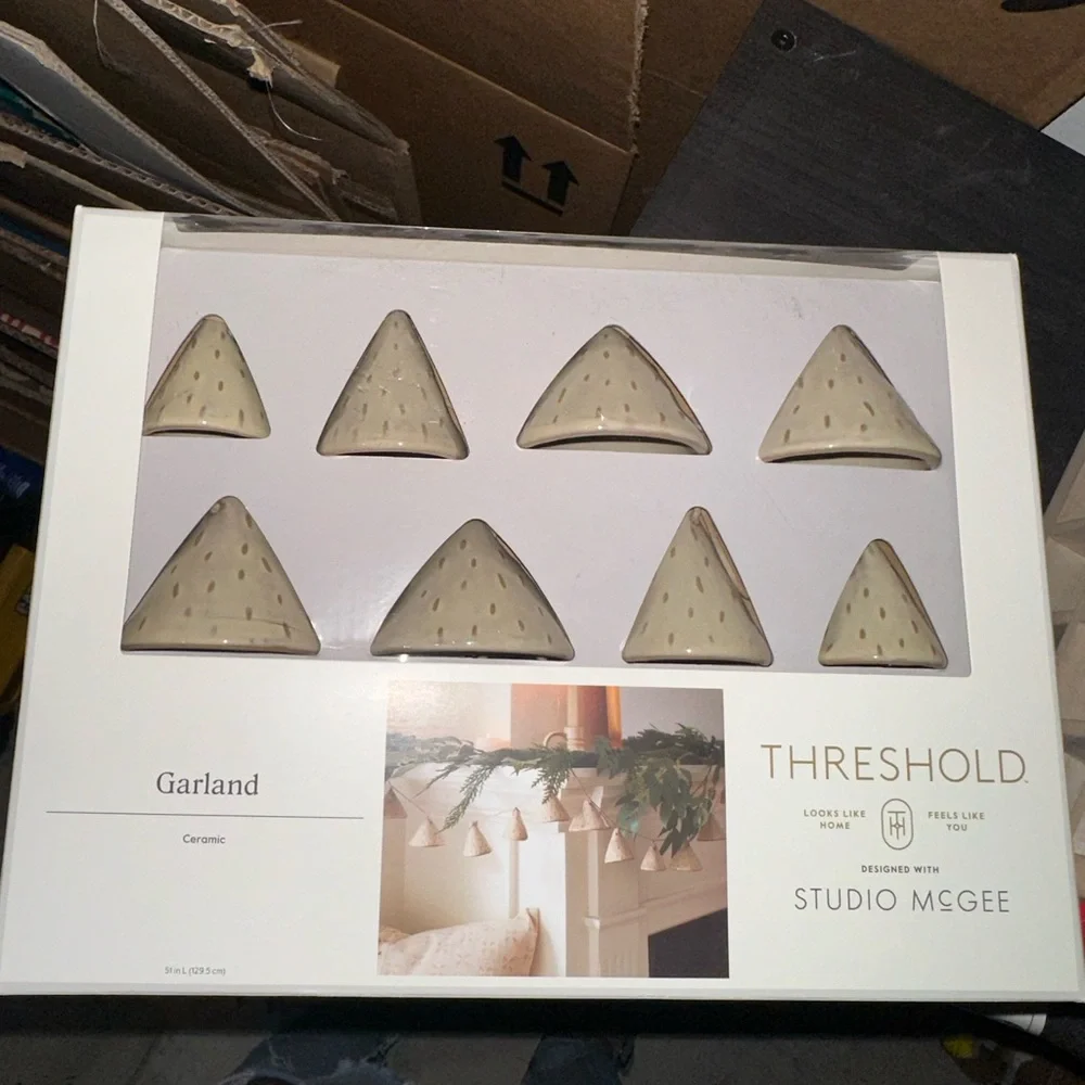 Threshold Studio McGee Cones Garland, Ceramic String Decor, Bells Substitute